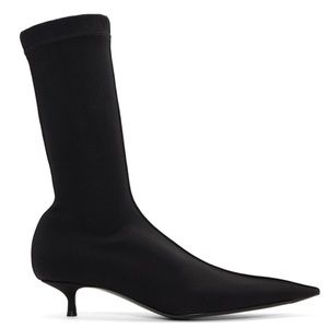 BALENCIAGA Black Kitten Heel Sock Boots